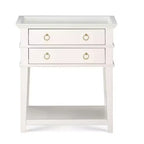 Comfort Pointe Clara Nightstand White: Recessed Top, 2 Drawers, Open Shelf, Painted MDF, Wood Frame