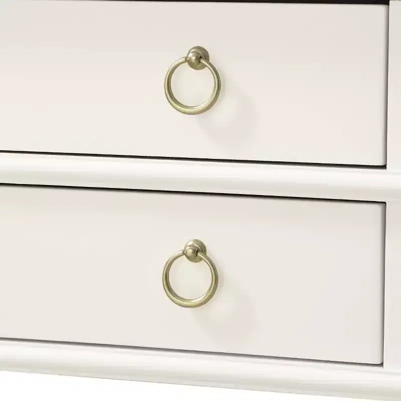 Comfort Pointe Clara Nightstand White: Recessed Top, 2 Drawers, Open Shelf, Painted MDF, Wood Frame