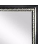 Acme Furniture Nicola Dresser Mirror Silver Synthetic Leather/Black Finish
