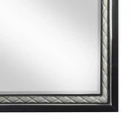 Acme Furniture Nicola Dresser Mirror Silver Synthetic Leather/Black Finish