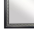 Acme Furniture Nicola Dresser Mirror Silver Synthetic Leather/Black Finish