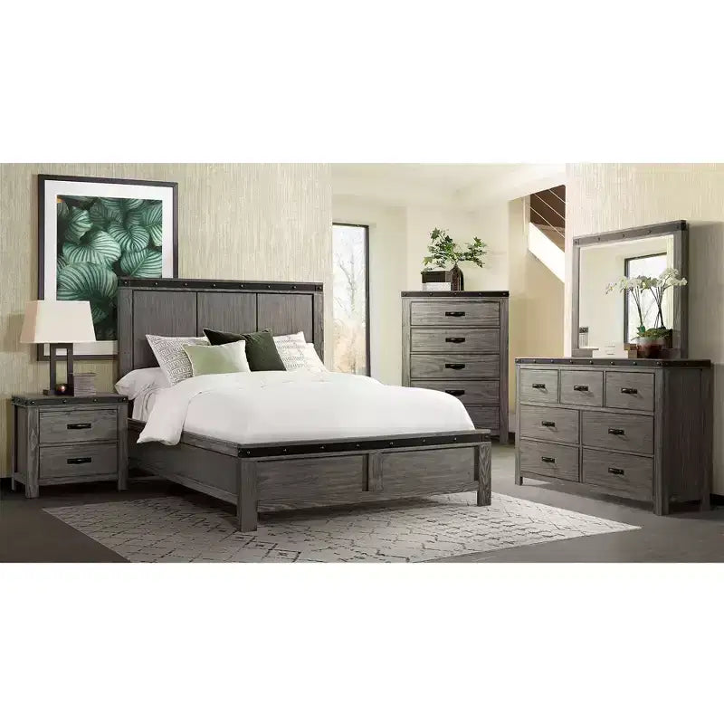 6pc King Montauk Panel Bedroom Set Gray - Picket House Furnishings: Includes Dresser, Chest & Nightstand