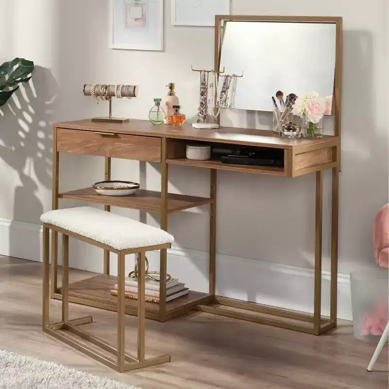 Sauder Internation Lux Vanity Table Sindoori Mango
