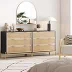 Nathan James Andrew Comò a 3 cassetti in rattan nero/rovere chiaro
