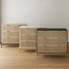 Nathan James Andrew Comò a 3 cassetti in rattan nero/rovere chiaro
