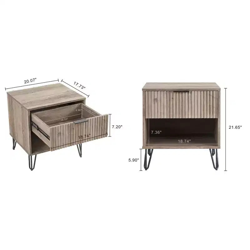 Manhattan Comfort Set of 2 Dumbo Nightstands with Drawer Rustic Gray