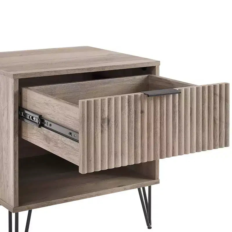 Manhattan Comfort Set of 2 Dumbo Nightstands with Drawer Rustic Gray