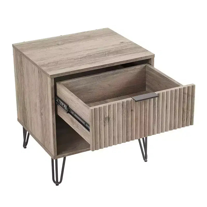 Manhattan Comfort Set of 2 Dumbo Nightstands with Drawer Rustic Gray