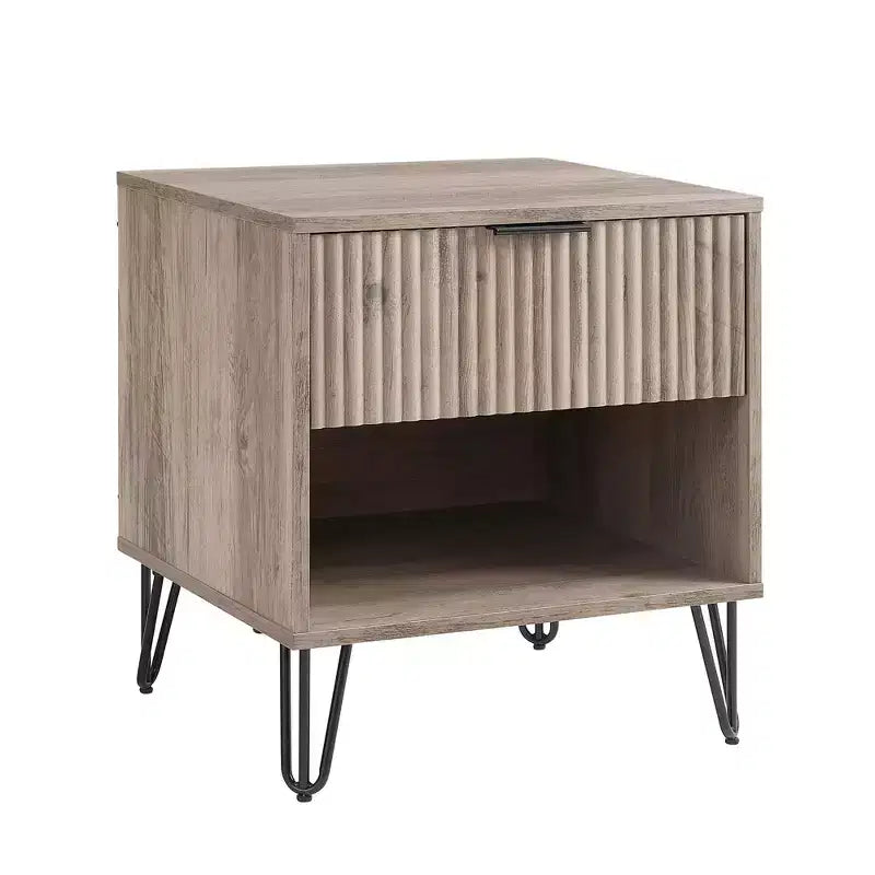 Manhattan Comfort Set of 2 Dumbo Nightstands with Drawer Rustic Gray