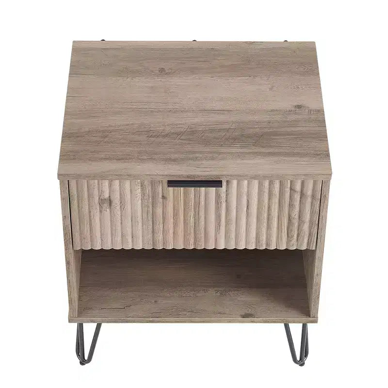 Manhattan Comfort Set of 2 Dumbo Nightstands with Drawer Rustic Gray
