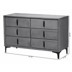 Baxton Studio Etienne Velvet 6 Drawer Dresser Slate Gray/Black