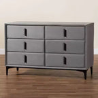 Baxton Studio Etienne Velvet 6 Drawer Dresser Slate Gray/Black