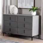 Baxton Studio Etienne Velvet 6 Drawer Dresser Slate Gray/Black
