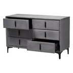 Baxton Studio Etienne Velvet 6 Drawer Dresser Slate Gray/Black