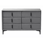 Baxton Studio Etienne Velvet 6 Drawer Dresser Slate Gray/Black