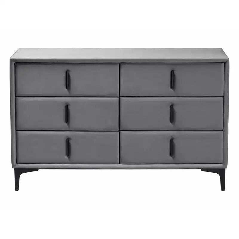 Baxton Studio Etienne Velvet 6 Drawer Dresser Slate Gray/Black