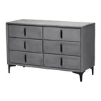 Baxton Studio Etienne Velvet 6 Drawer Dresser Slate Gray/Black