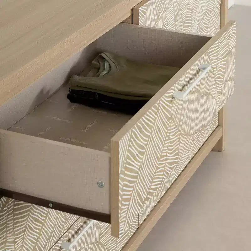 South Shore Double Dresser Soft Elm/White: 6-Drawer Horizontal Dresser, Anti-Tip Hardware, Laminated Finish, 58.5" Width