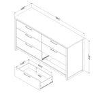South Shore Double Dresser Soft Elm/White: 6-Drawer Horizontal Dresser, Anti-Tip Hardware, Laminated Finish, 58.5" Width