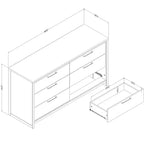South Shore Double Dresser Soft Elm/White: 6-Drawer Horizontal Dresser, Anti-Tip Hardware, Laminated Finish, 58.5" Width