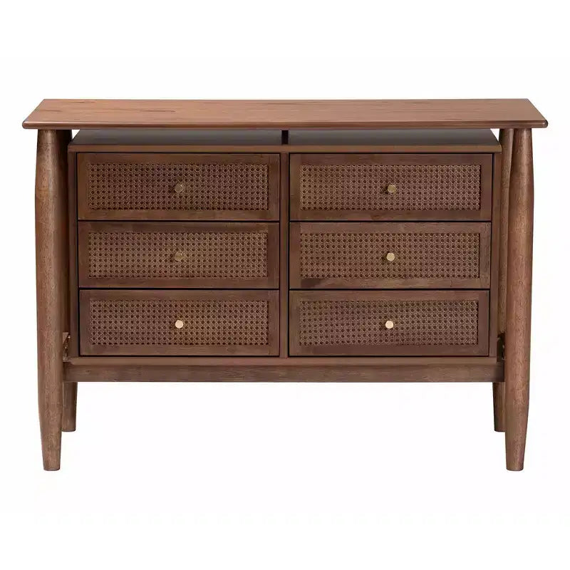Baxton Studio Alyssa Wood 6 Drawer Dresser Walnut Brown