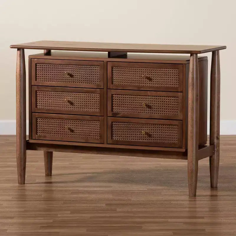 Baxton Studio Alyssa Wood 6 Drawer Dresser Walnut Brown