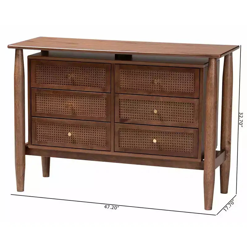Baxton Studio Alyssa Wood 6 Drawer Dresser Walnut Brown