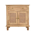 The Urban Port 30" Nightstand Table Rattan Cabinet Doors and Drawer Fronts Sandblasted Brown Mango Wood Brown