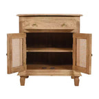 The Urban Port 30" Nightstand Table Rattan Cabinet Doors and Drawer Fronts Sandblasted Brown Mango Wood Brown