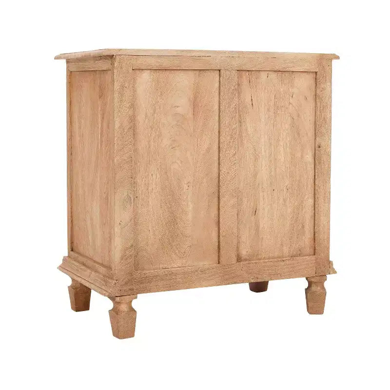 The Urban Port 30" Nightstand Table Rattan Cabinet Doors and Drawer Fronts Sandblasted Brown Mango Wood Brown