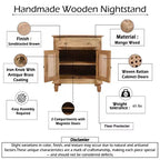 The Urban Port 30" Nightstand Table Rattan Cabinet Doors and Drawer Fronts Sandblasted Brown Mango Wood Brown