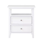 Comfort Pointe Walker Nightstand White: Poplar Wood, Nickel Knobs, Metal Ball Bearing Glides