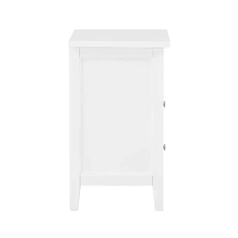 Comfort Pointe Walker Nightstand White: Poplar Wood, Nickel Knobs, Metal Ball Bearing Glides