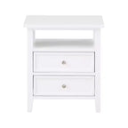 Comfort Pointe Walker Nightstand White: Poplar Wood, Nickel Knobs, Metal Ball Bearing Glides