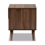 1 Drawer Naoki Two-Tone Wood Nightstand Gray/Walnut - Baxton Studio: Bedside Storage, Splayed Legs, Retro Design