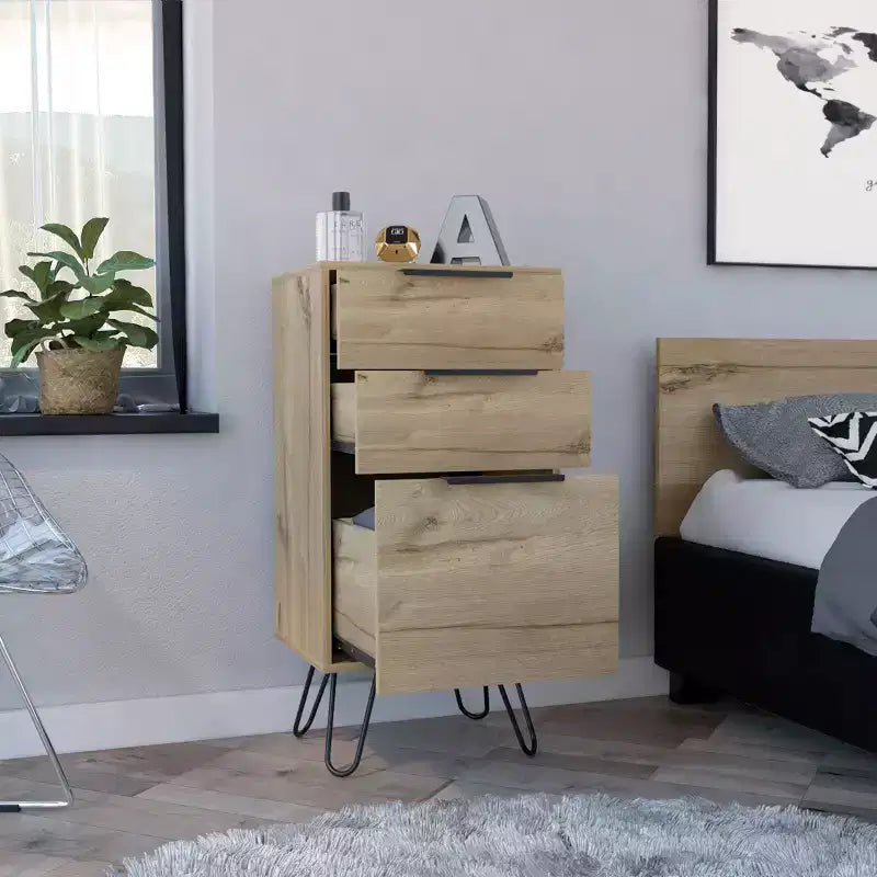 Christiane Dresser Beige - Boahaus: Slim, Modern Storage for Bedroom, 3 Drawers, Wood Laminate
