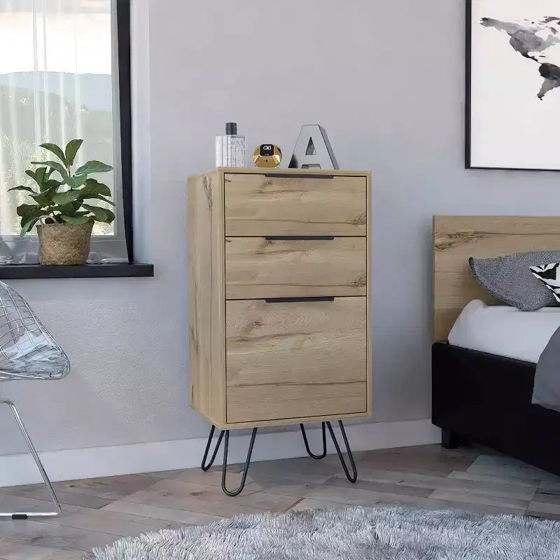 Christiane Dresser Beige - Boahaus: Slim, Modern Storage for Bedroom, 3 Drawers, Wood Laminate