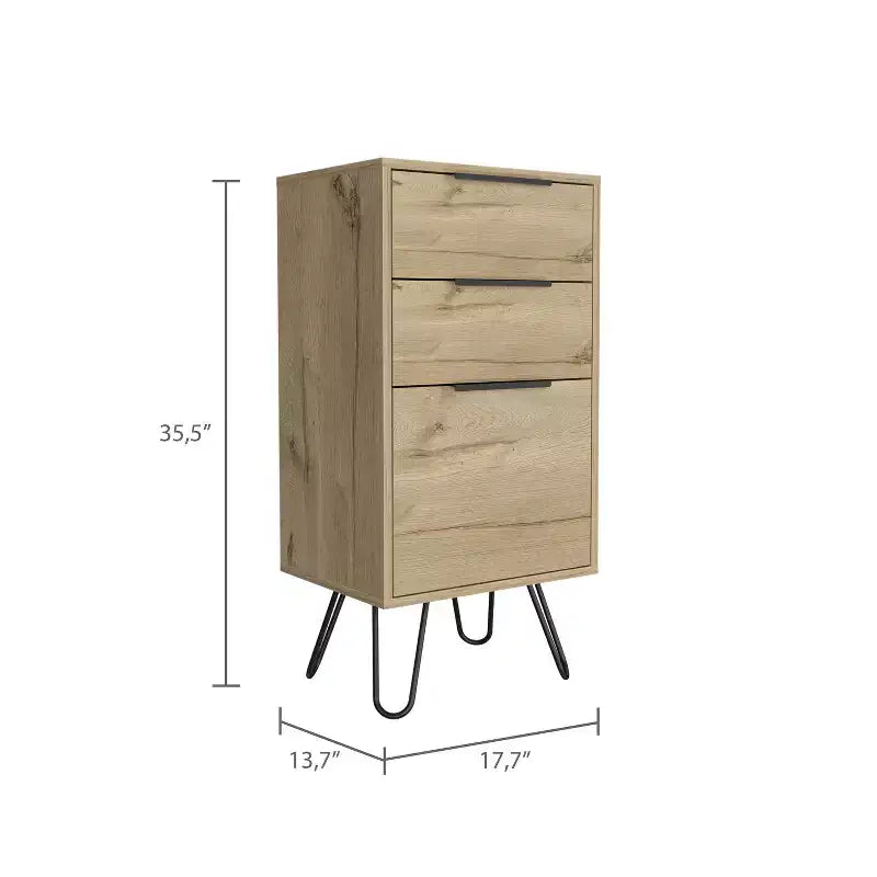 Christiane Dresser Beige - Boahaus: Slim, Modern Storage for Bedroom, 3 Drawers, Wood Laminate