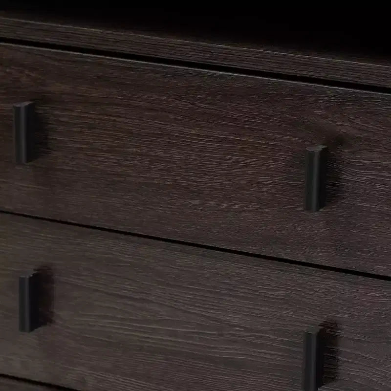 Glover Wood and Metal 2 Drawer Nightstand Brown/Black - Baxton Studio: Modern Bedside Furniture with Open Shelf