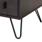 Glover Wood and Metal 2 Drawer Nightstand Brown/Black - Baxton Studio: Modern Bedside Furniture with Open Shelf