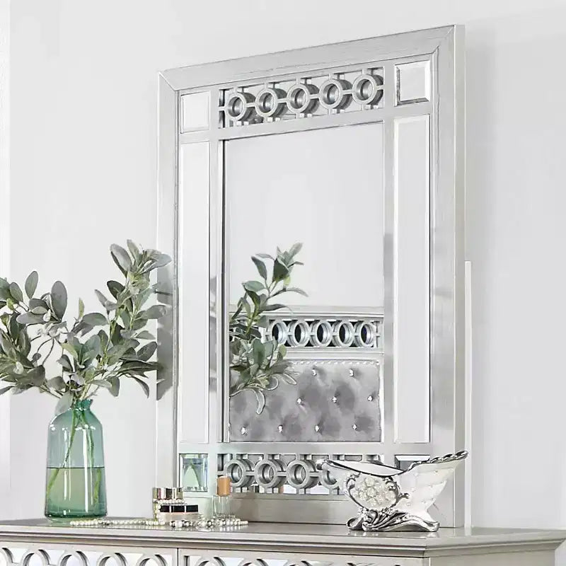 Acme Furniture Varian Dresser Mirror Silver Finish