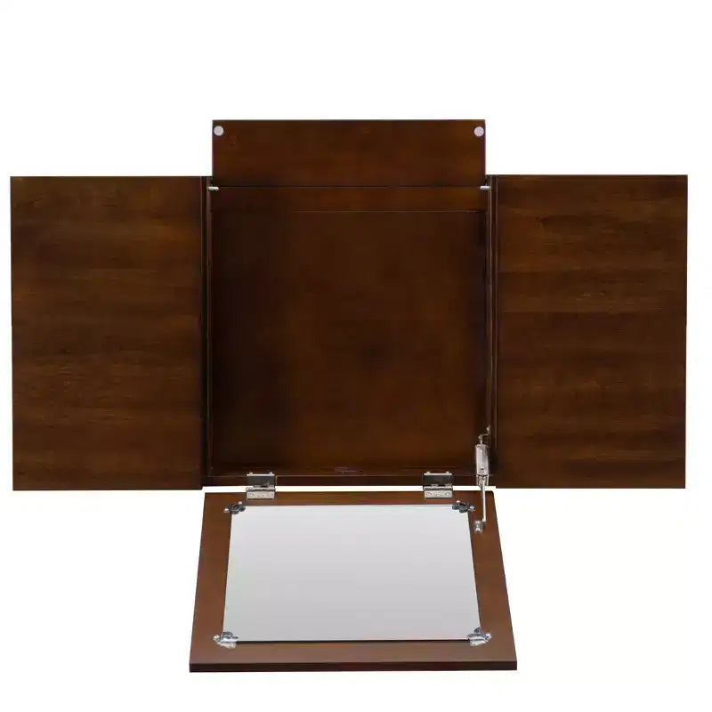 Linon Callie Solid Wood Vanity with Stool: Bohemian Design, Flip Mirror, Storage Space