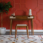 Linon Callie Solid Wood Vanity with Stool: Bohemian Design, Flip Mirror, Storage Space