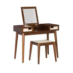 Linon Callie Solid Wood Vanity with Stool: Bohemian Design, Flip Mirror, Storage Space