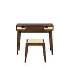 Linon Callie Solid Wood Vanity with Stool: Bohemian Design, Flip Mirror, Storage Space