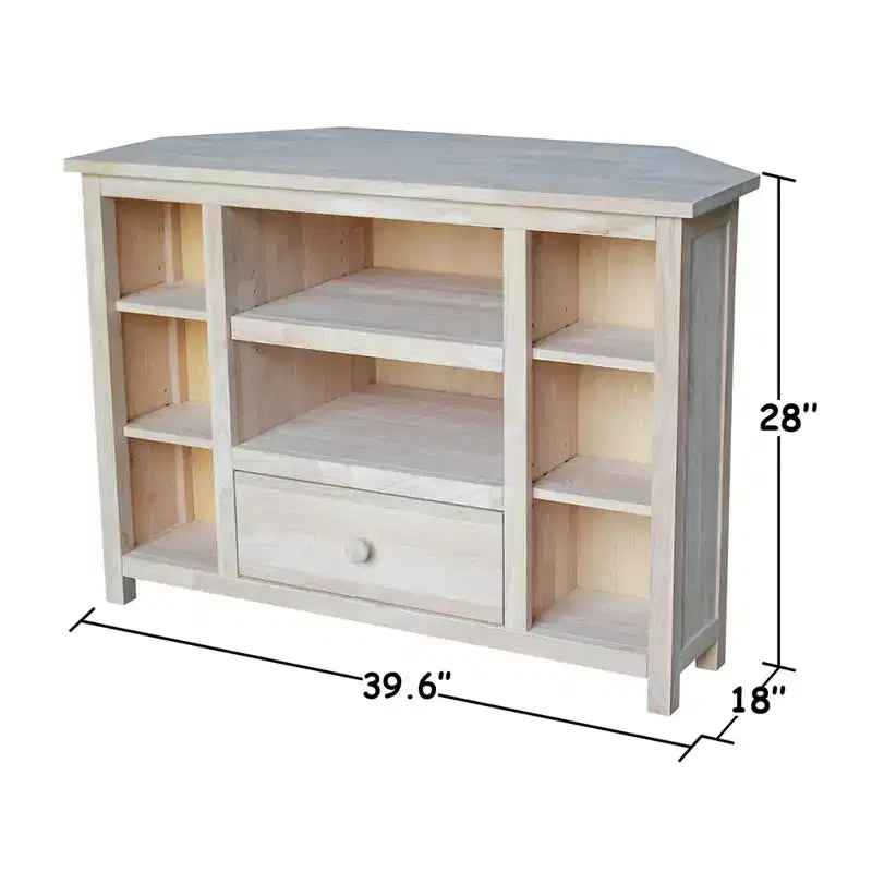Corner Entertainment TV Stand for TVs up to 42" Light Brown: Solid Wood Media Console - International Concepts
