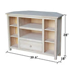 Corner Entertainment TV Stand for TVs up to 42" Light Brown: Solid Wood Media Console - International Concepts