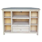 Corner Entertainment TV Stand for TVs up to 42" Light Brown: Solid Wood Media Console - International Concepts