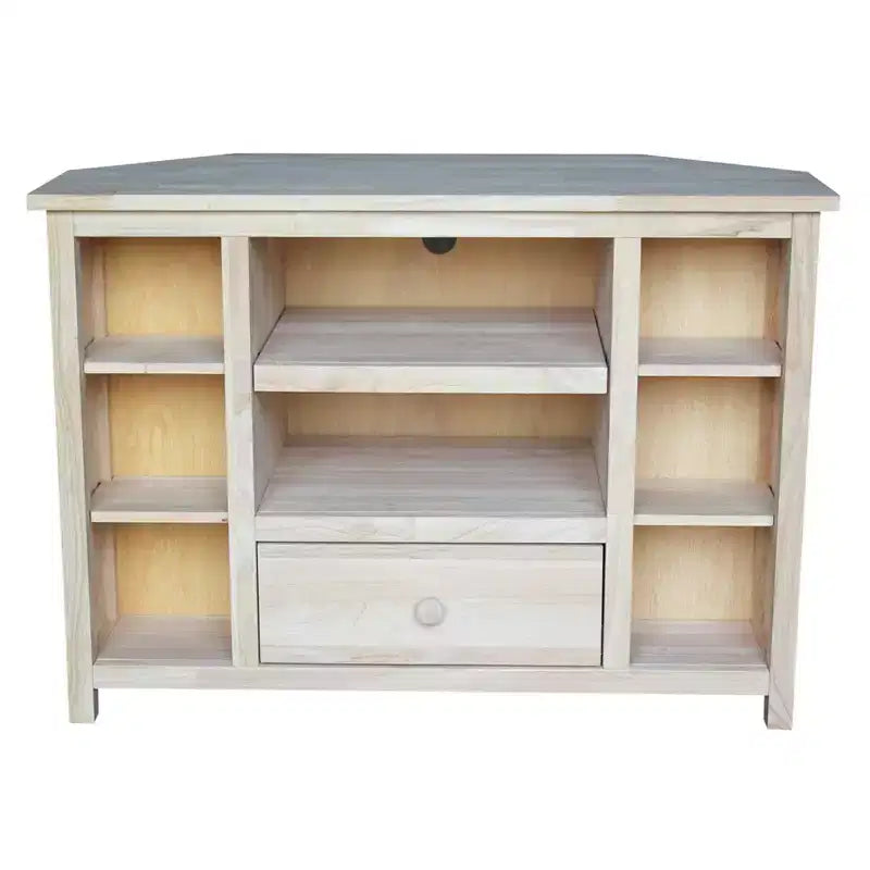 Corner Entertainment TV Stand for TVs up to 42" Light Brown: Solid Wood Media Console - International Concepts