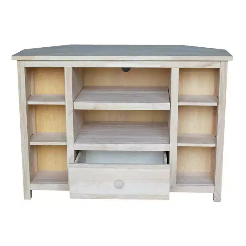 Corner Entertainment TV Stand for TVs up to 42" Light Brown: Solid Wood Media Console - International Concepts